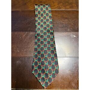 Claybrooke Christmas 100% Silk Necktie Christmas Wreath on Black Background